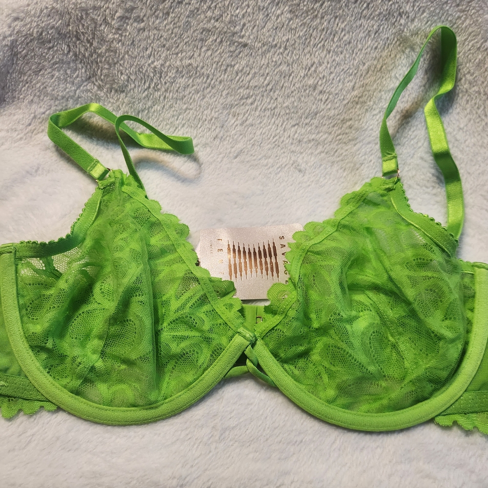 Savage X Fenty Bright Green Lace Bra